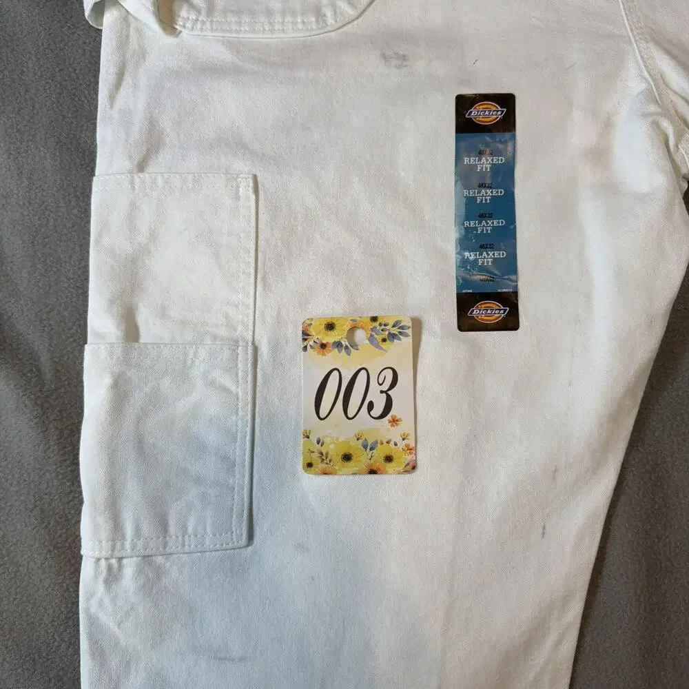 Dickies Men’s New Painter Pants size 46 x 32 Relaxed White Cargo Double Knee